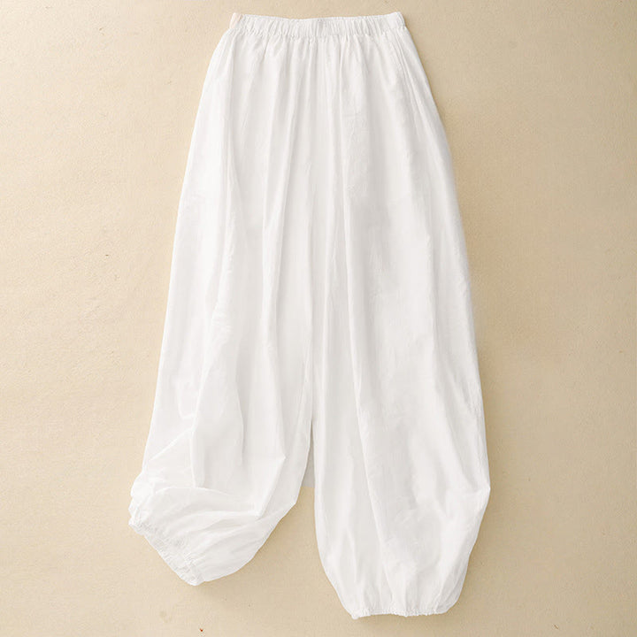 Pantalones harén de algodón para mujer, con diseño sencillo e informal, con bolsillos y estampado de Buddha Stones - Blanco - US8-10，UK/AU12-14，EU40-42 (2XL) - image 4