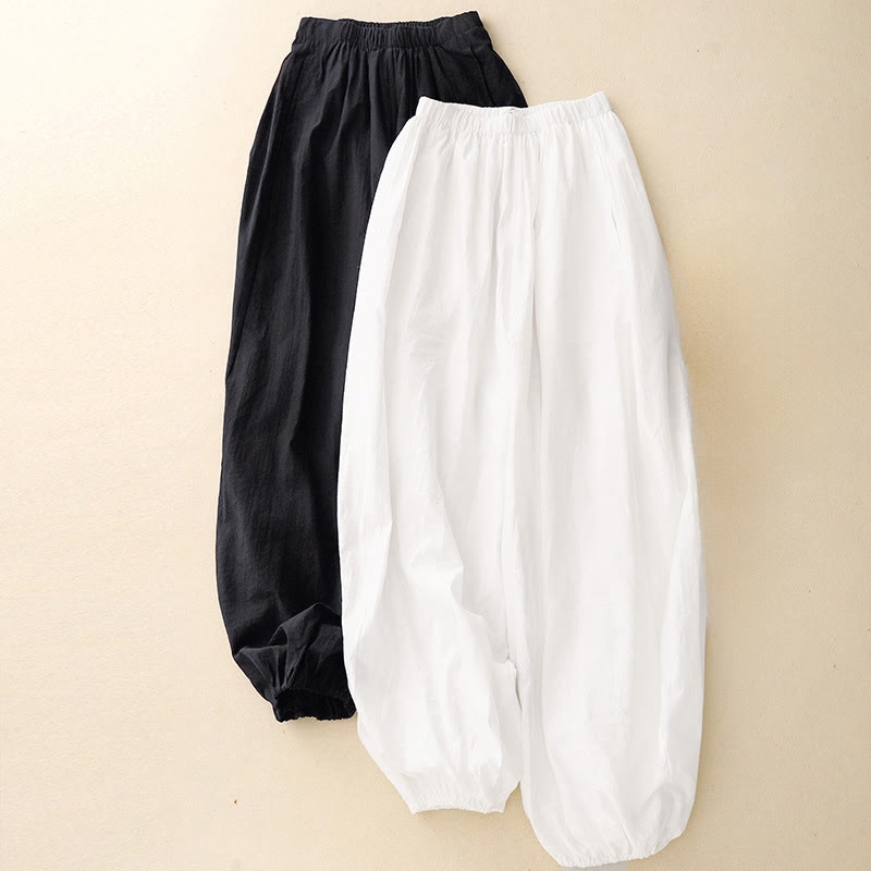 Pantalones harén de algodón para mujer, con diseño sencillo e informal, con bolsillos y estampado de Buddha Stones - image 11