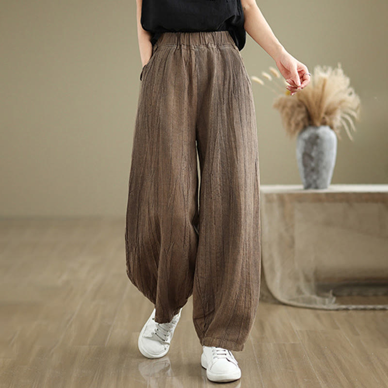 Pantalones harén casuales de lino y algodón con bolsillos para mujer de Buddha Stones - image 11