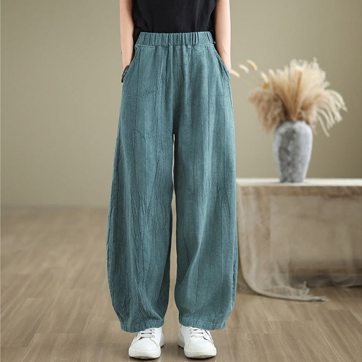 Pantalones harén casuales de lino y algodón con bolsillos para mujer de Buddha Stones - image 19