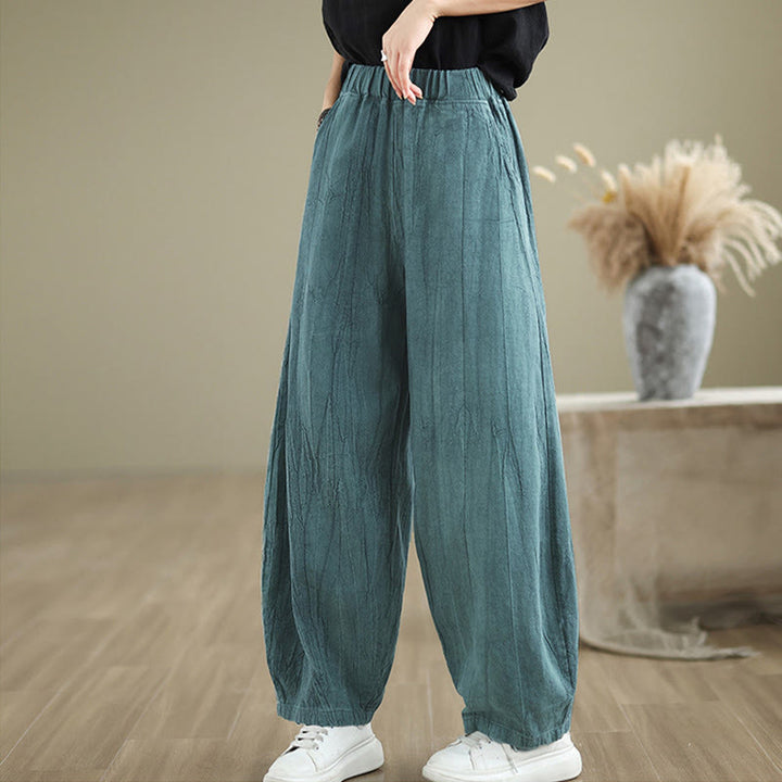 Pantalones harén casuales de lino y algodón con bolsillos para mujer de Buddha Stones - image 15