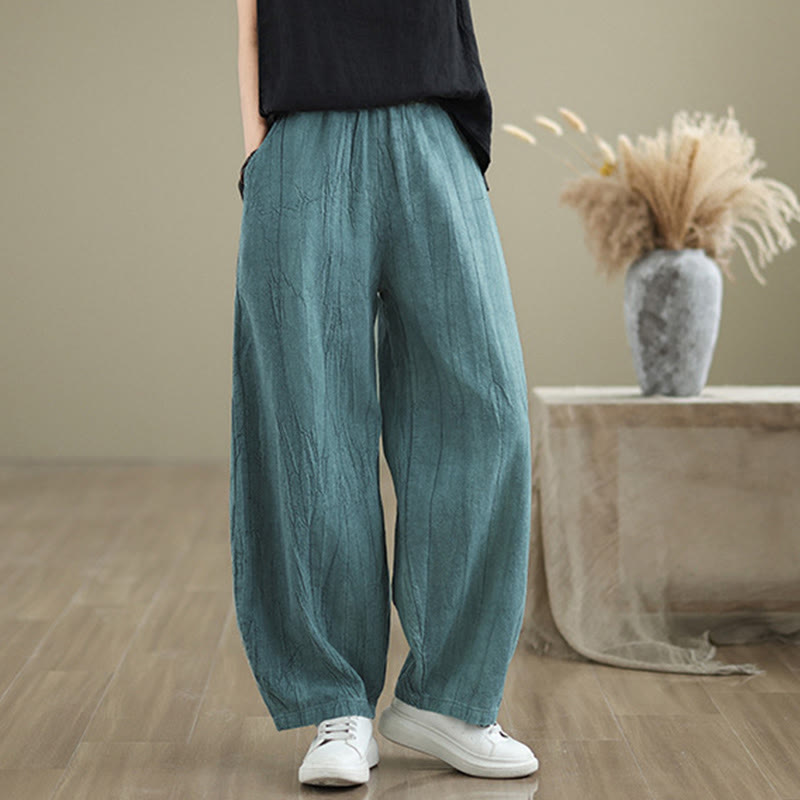 Pantalones harén casuales de lino y algodón con bolsillos para mujer de Buddha Stones - image 17