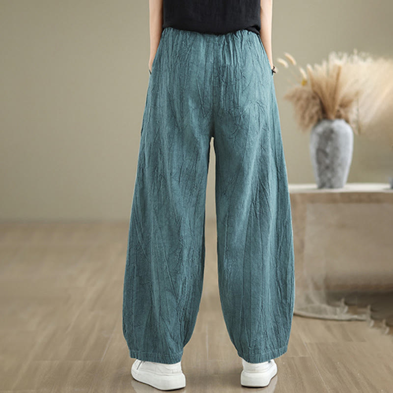 Pantalones harén casuales de lino y algodón con bolsillos para mujer de Buddha Stones - image 16