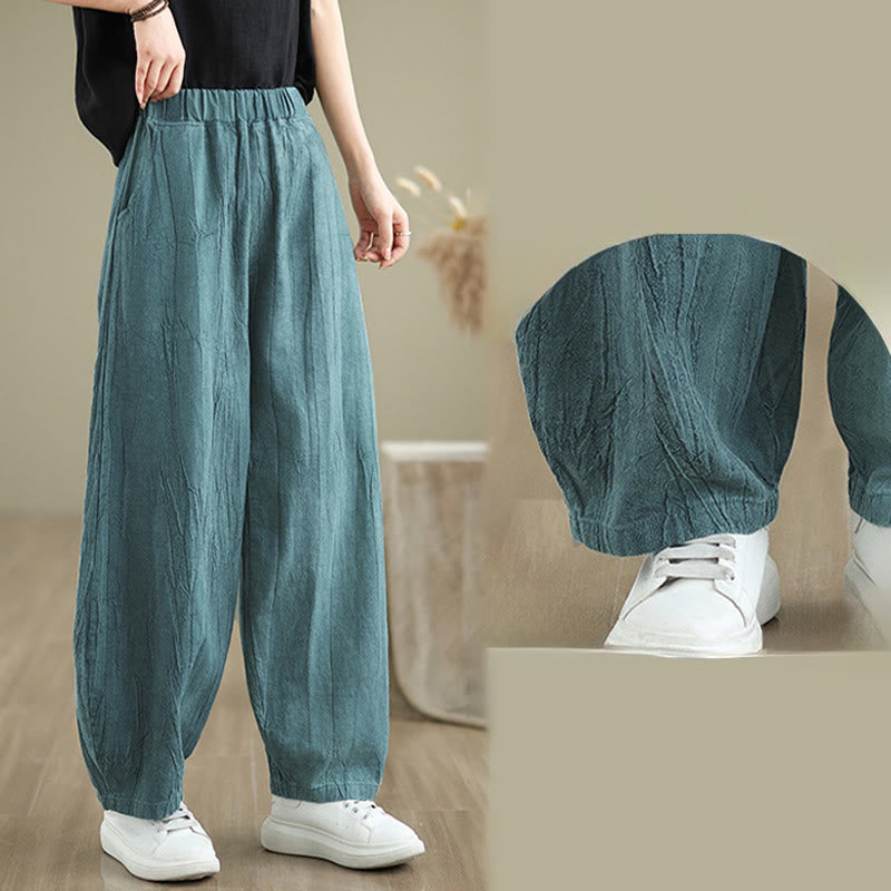 Pantalones harén casuales de lino y algodón con bolsillos para mujer de Buddha Stones - image 18