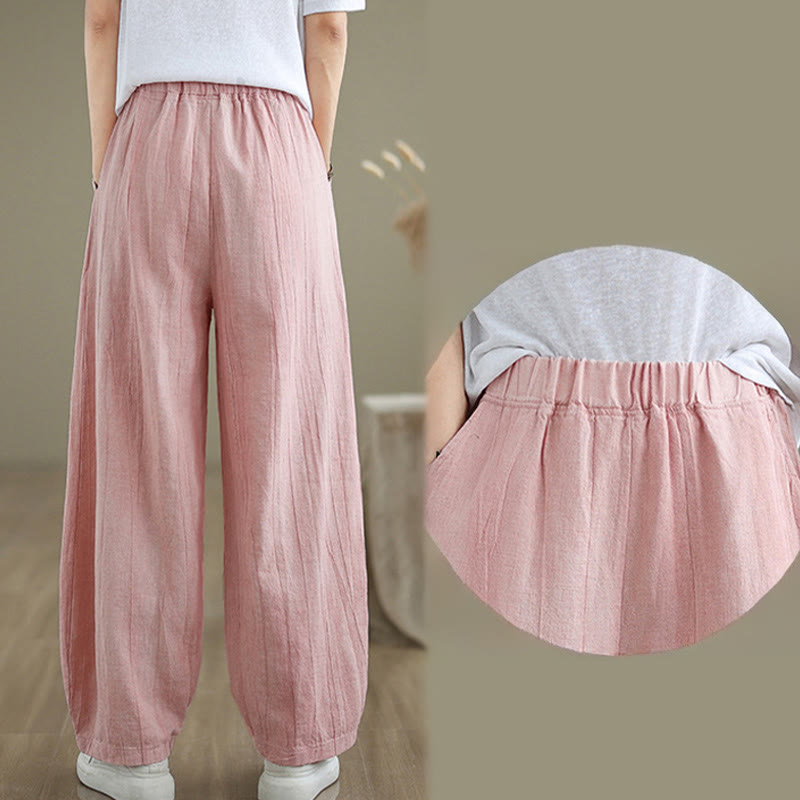 Pantalones harén casuales de lino y algodón con bolsillos para mujer de Buddha Stones - image 21