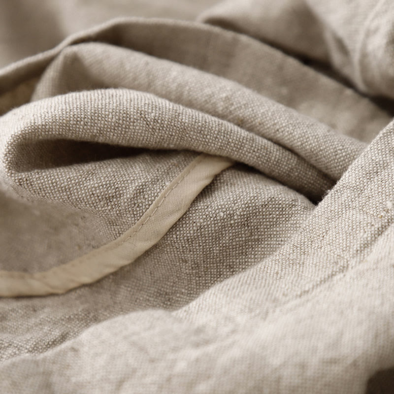 Pantalones casuales de lino y algodón con bolsillos para mujer, con diseño sencillo y cordón , de Buddha Stones. - image 5