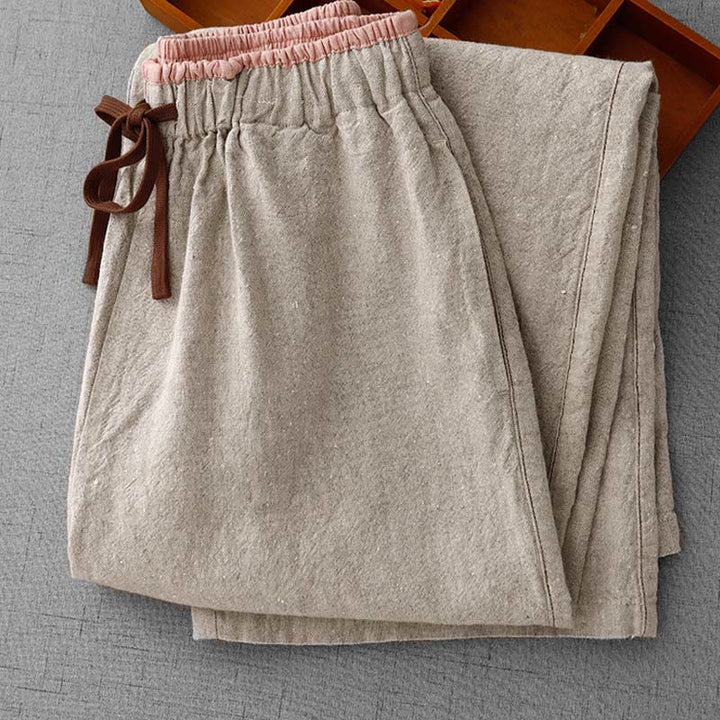 Pantalones casuales de mujer con cordón ajustable y diseño sencillo, estampado de Buddha Stones , para uso diario, con bolsillos. - image 4