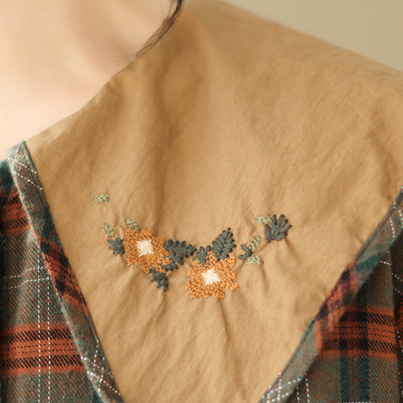 Camisa de algodón para mujer con estampado a cuadros y Buddha Stones - image 13