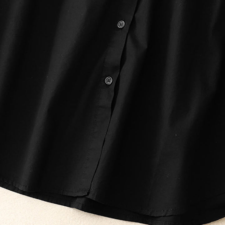 Chaqueta de pana de algodón con cuello alto y diseño liso de Buddha Stones para mujer - image 9