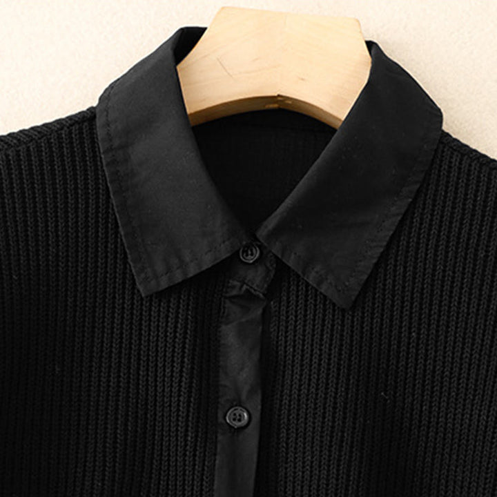 Chaqueta de pana de algodón con cuello alto y diseño liso de Buddha Stones para mujer - image 7