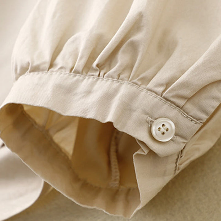 Chaqueta de pana de algodón con cuello alto y diseño liso de Buddha Stones para mujer - image 15