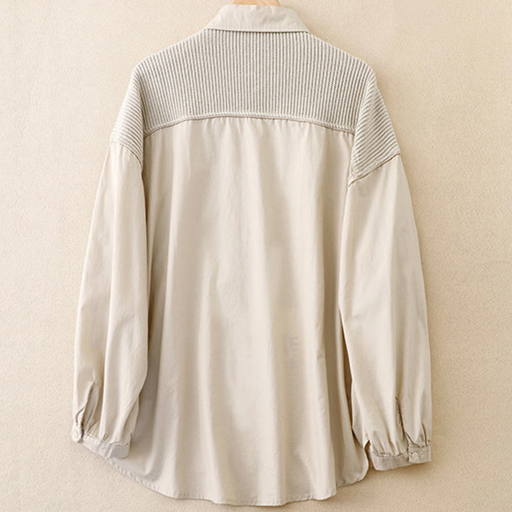 Chaqueta de pana de algodón con cuello alto y diseño liso de Buddha Stones para mujer - image 12