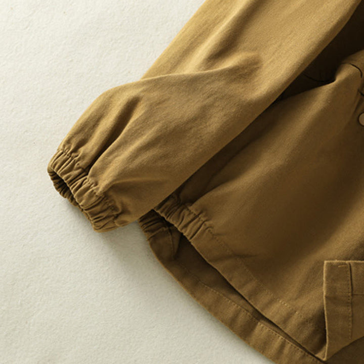 Chaqueta de algodón con cuello alto y diseño de botones lisos de Buddha Stones para mujer - image 28