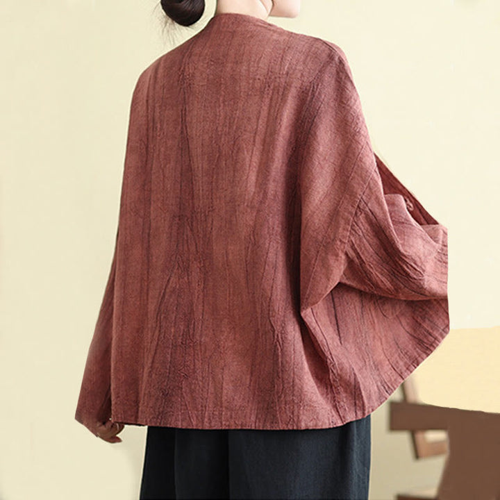 Chaqueta de lino y algodón de manga larga para mujer con bolsillos y Buddha Stones - image 11