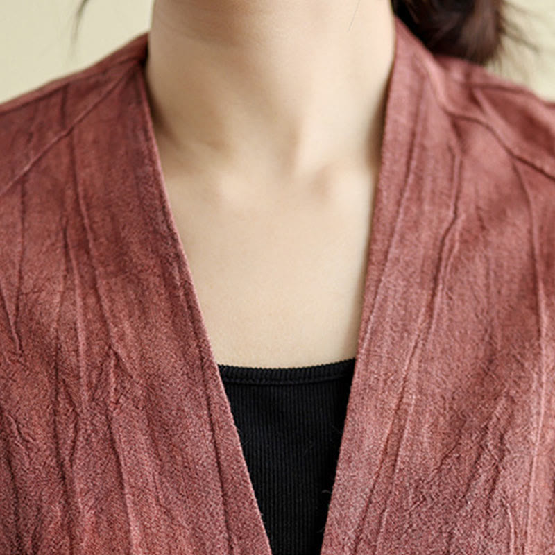 Chaqueta de lino y algodón de manga larga para mujer con bolsillos y Buddha Stones - image 15