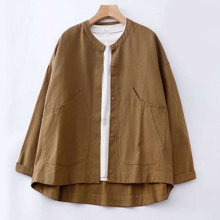 Chaqueta de algodón de manga larga para mujer con bolsillos y estampado de Buddha Stones - Vara de oro oscura - US14，UK/AU18，EU46 (2XL) - image 0