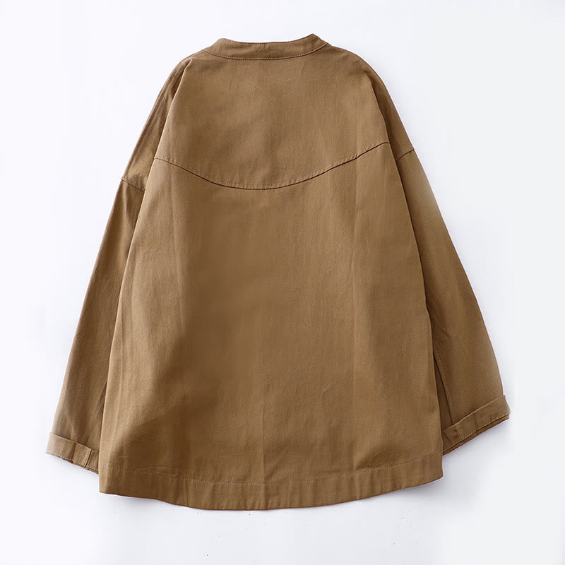 Chaqueta de algodón de manga larga para mujer con bolsillos y estampado de Buddha Stones - image 1