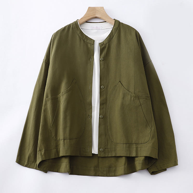 Chaqueta de algodón de manga larga para mujer con bolsillos y estampado de Buddha Stones - Aceituna - US14，UK/AU18，EU46 (2XL) - image 16