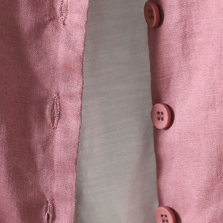 Chaqueta de algodón con cuello en V y bolsillos para mujer de Buddha Stones en color puro - image 12