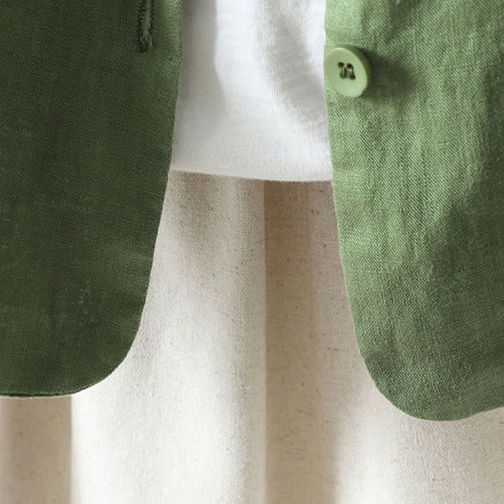 Chaqueta de algodón con cuello en V y bolsillos para mujer de Buddha Stones en color puro - image 21