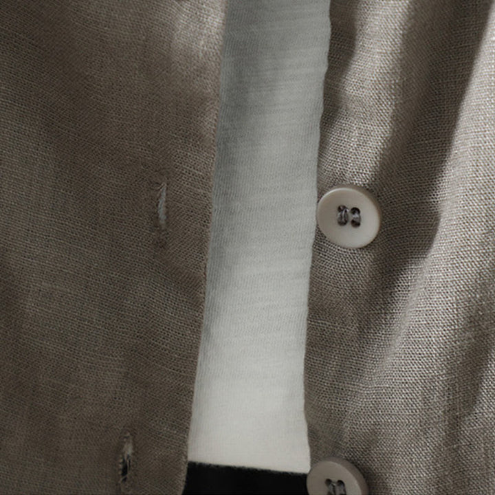 Chaqueta de algodón con cuello en V y bolsillos para mujer de Buddha Stones en color puro - image 27