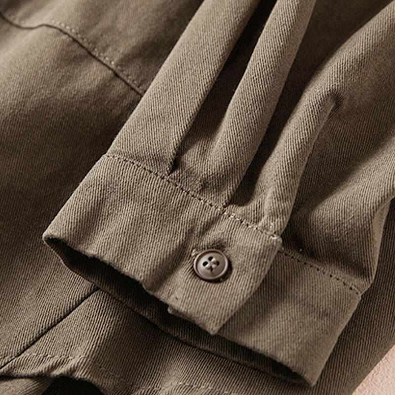 Chaqueta de lino y algodón de manga larga para mujer con solapa y bolsillos, diseño irregular de Buddha Stones Fall - image 19