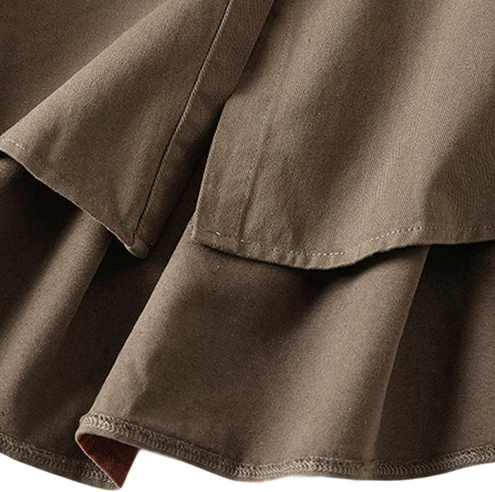 Chaqueta de lino y algodón de manga larga para mujer con solapa y bolsillos, diseño irregular de Buddha Stones Fall - image 16