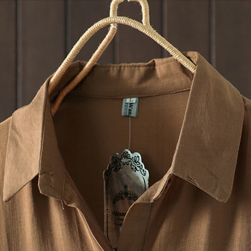 Abrigo de algodón para mujer con bolsillos y botones lisos Buddha Stones - image 6