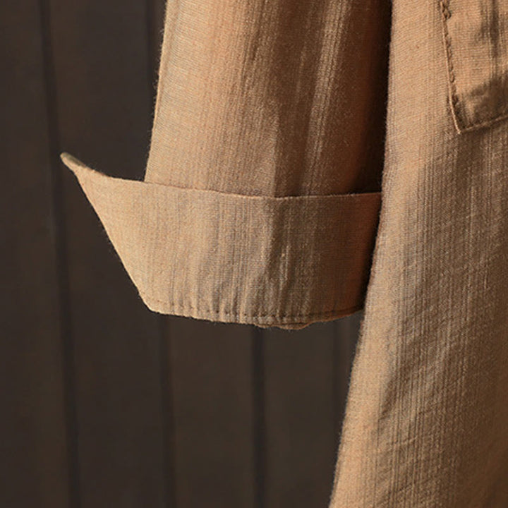 Abrigo de algodón para mujer con bolsillos y botones lisos Buddha Stones - image 5