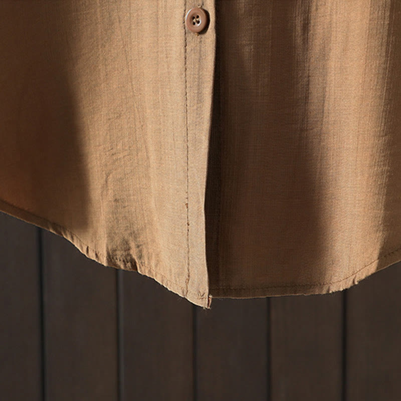 Abrigo de algodón para mujer con bolsillos y botones lisos Buddha Stones - image 3