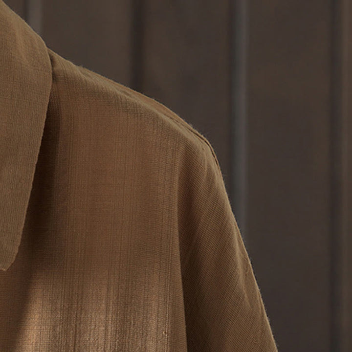 Abrigo de algodón para mujer con bolsillos y botones lisos Buddha Stones - image 4