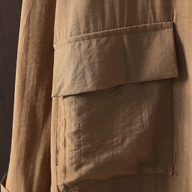 Abrigo de algodón para mujer con bolsillos y botones lisos Buddha Stones - image 9