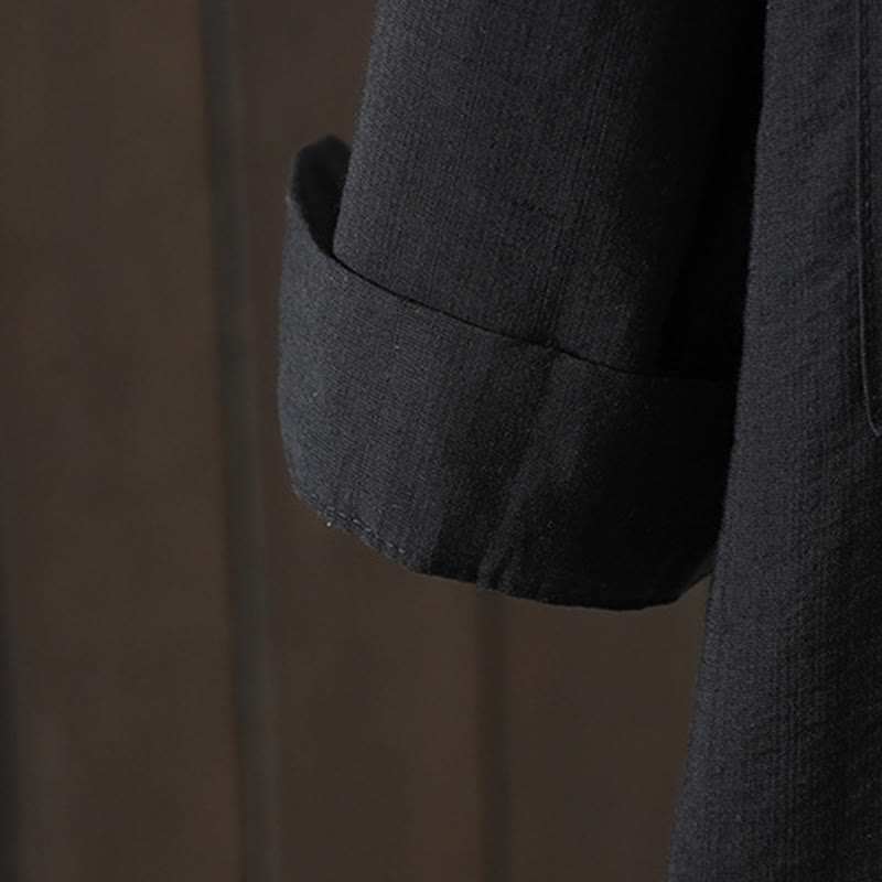 Abrigo de algodón para mujer con bolsillos y botones lisos Buddha Stones - image 12