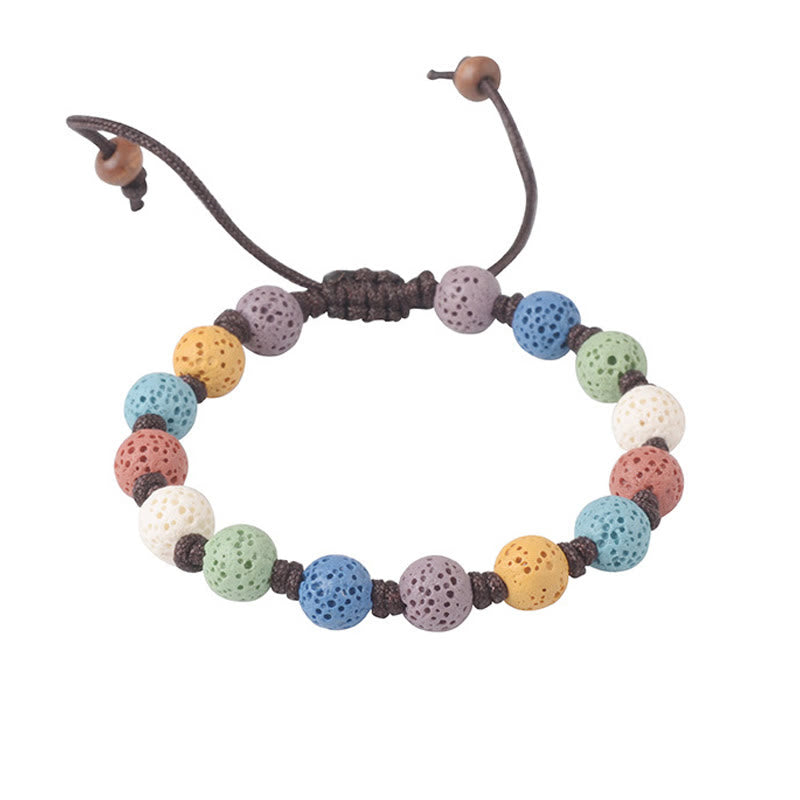 Pulsera de soporte de roca de lava colorida con Buddha Stones - image 4