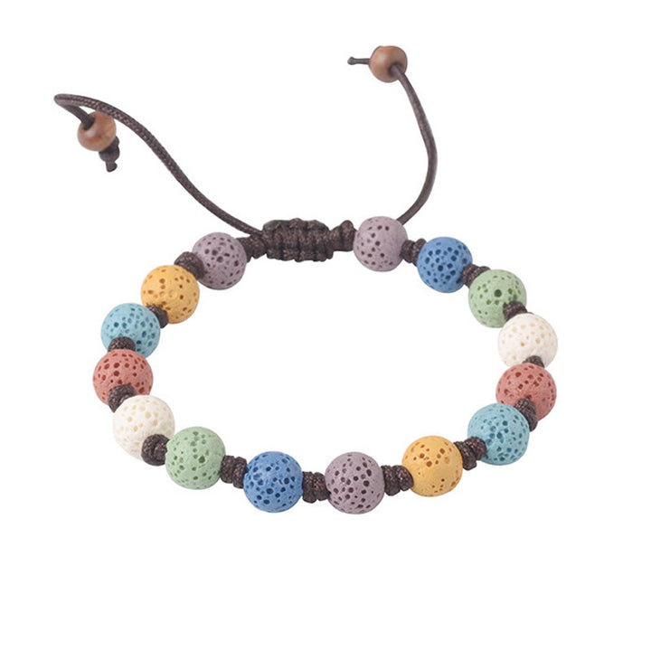 Pulsera de soporte de roca de lava colorida con Buddha Stones - image 4