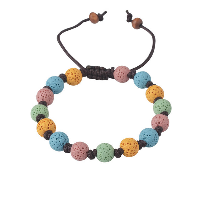 Pulsera de soporte de roca de lava colorida con Buddha Stones - image 10