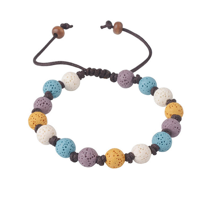 Pulsera de soporte de roca de lava colorida con Buddha Stones - image 18