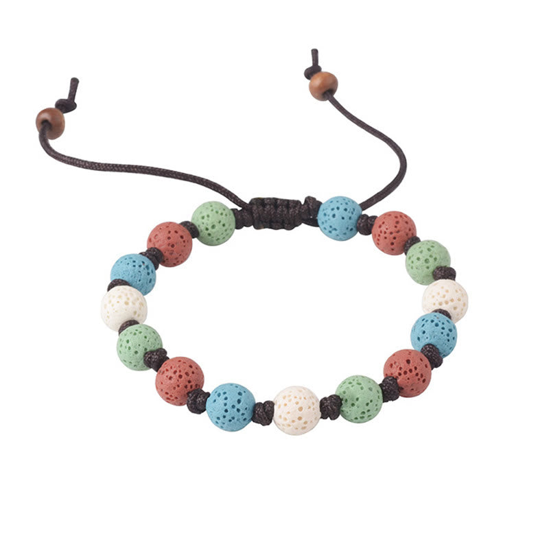 Pulsera de soporte de roca de lava colorida con Buddha Stones - image 14