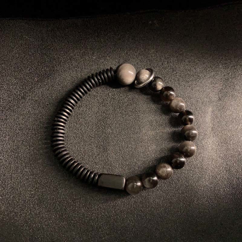 Pulsera protectora de concha de coco y obsidiana con brillo plateado de Buddha Stones - image 8