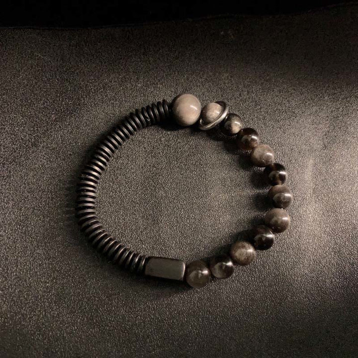 Pulsera protectora de concha de coco y obsidiana con brillo plateado de Buddha Stones - image 8
