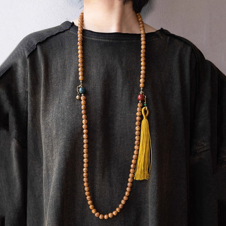 Pulsera con borlas de paz y sabiduría de semillas Bodhi, 108 cuentas Mala - image 5