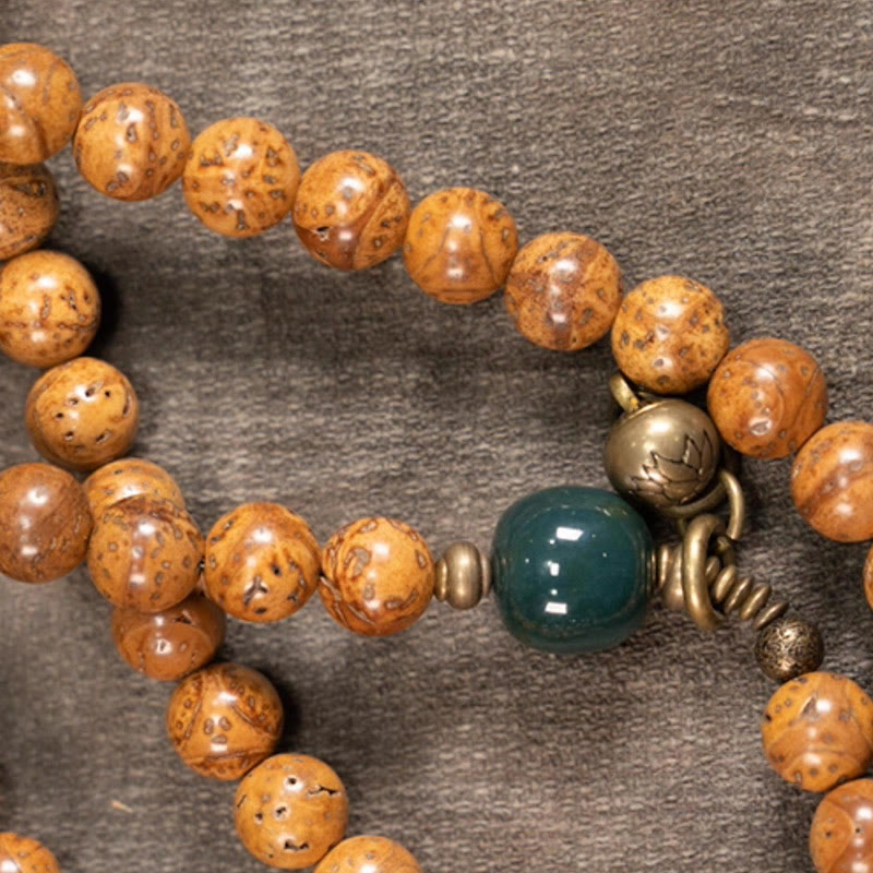 Pulsera con borlas de paz y sabiduría de semillas Bodhi, 108 cuentas Mala - image 8