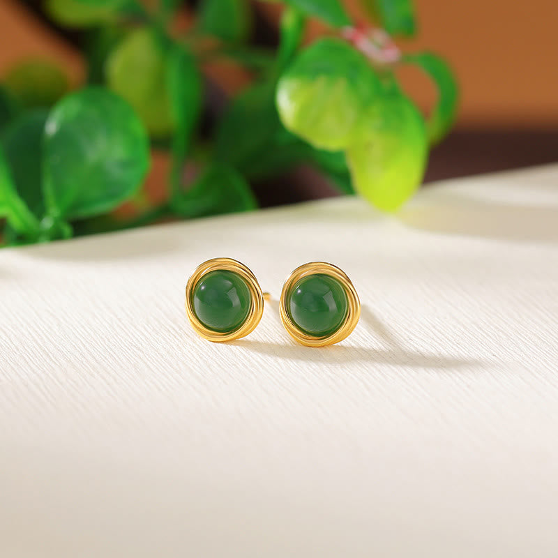 Pendientes de plata de ley 925 con Buddha Stones , jade hetiano, ágata y ámbar de la suerte  - image 2