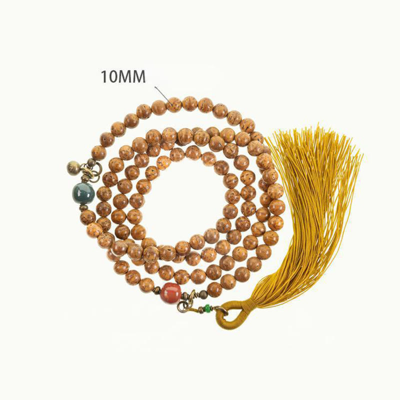 Pulsera con borlas de paz y sabiduría de semillas Bodhi, 108 cuentas Mala - image 11