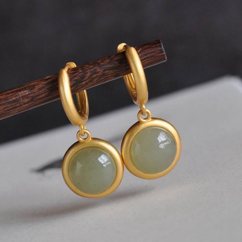 Pendientes Buddha Stones de plata de ley 925 con jade blanco y ágata.  - Jade (postes de plata de ley 925) - image 5