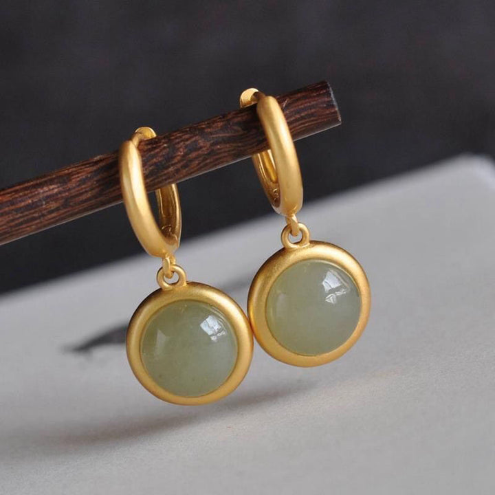 Pendientes Buddha Stones de plata de ley 925 con jade blanco y ágata.  - Jade (postes de plata de ley 925) - image 5