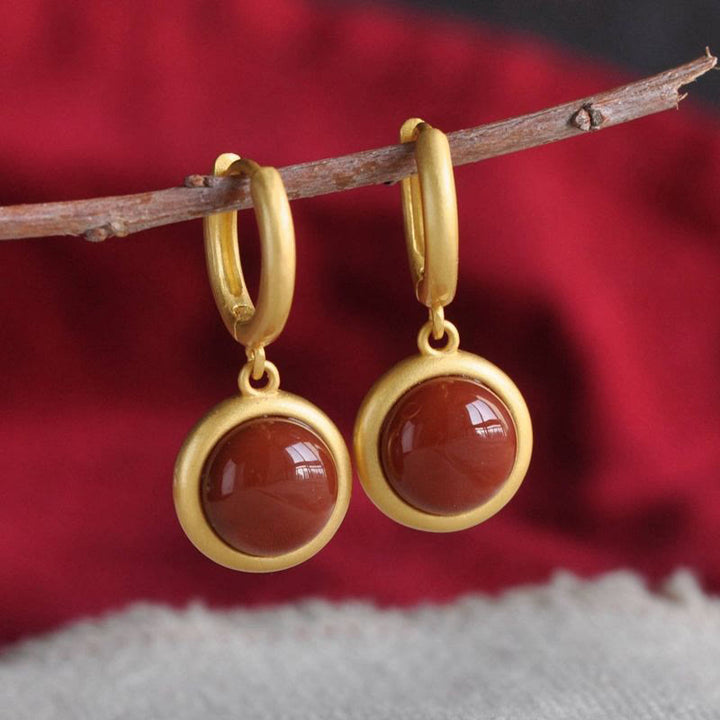 Pendientes Buddha Stones de plata de ley 925 con jade blanco y ágata.  - image 10