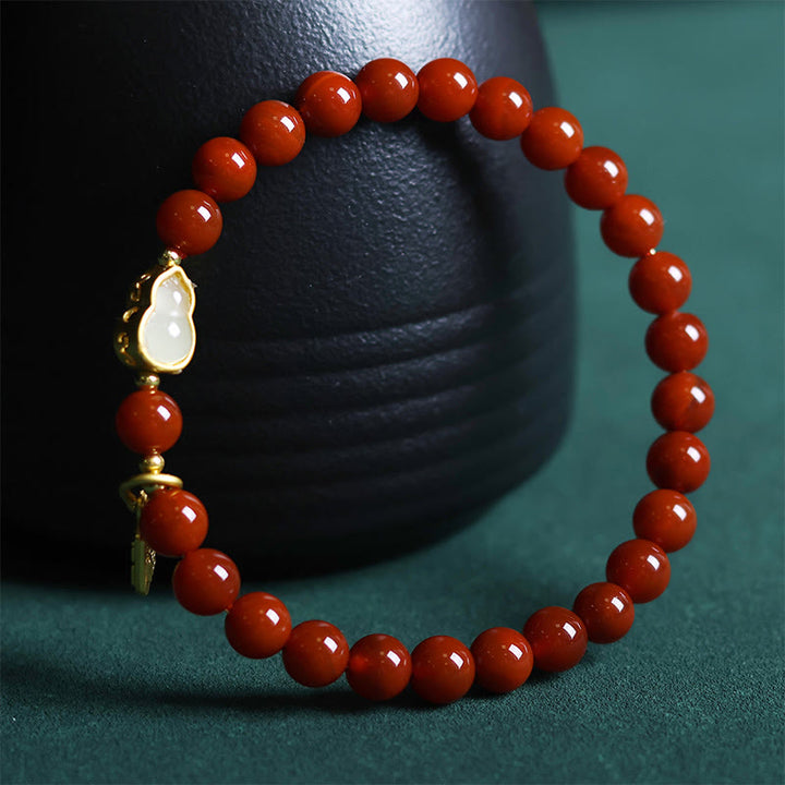 Pulsera positiva de calabaza de jade hetiano con ágata roja natural del sur de Buddha Stones - image 3