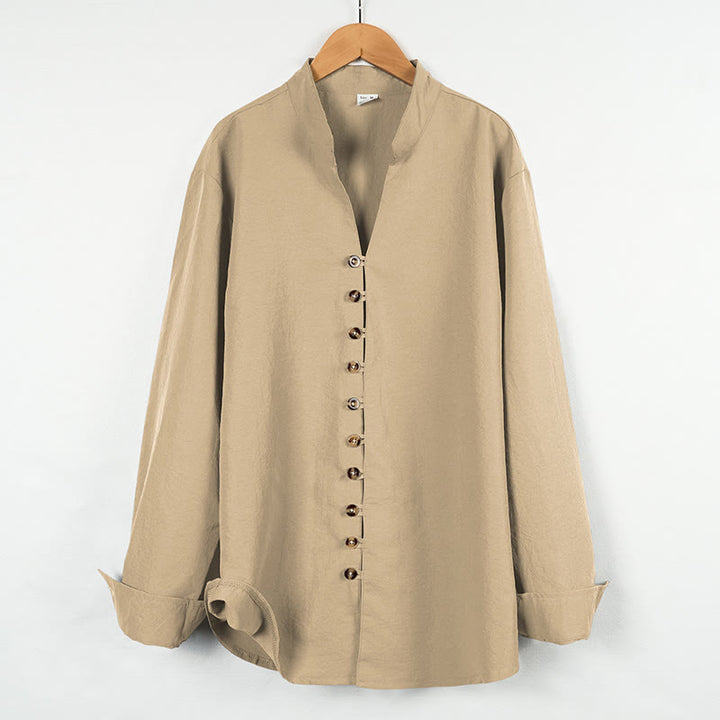 Camisa de manga larga para hombre con botones de color liso y Buddha Stones - Trigo - US/UK/AU46, UE56 (3XL) - image 5