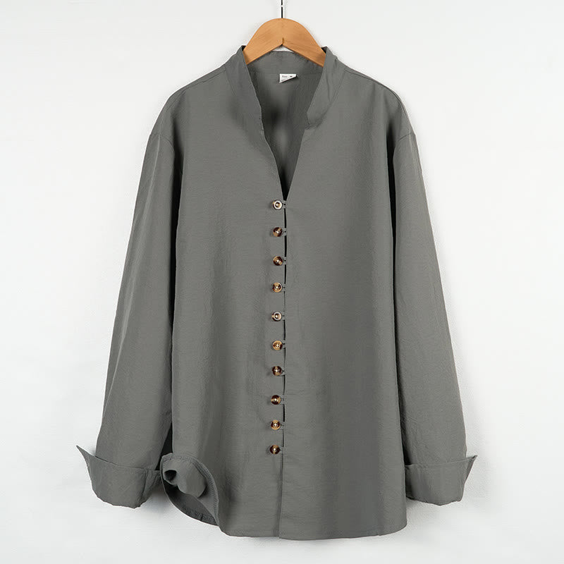 Camisa de manga larga para hombre con botones de color liso y Buddha Stones - Gris - US/UK/AU46, UE56 (3XL) - image 0